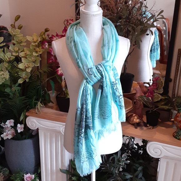 PARIS Wrap / Scarf Size 30" x 70" Silk - Picture 1 of 5